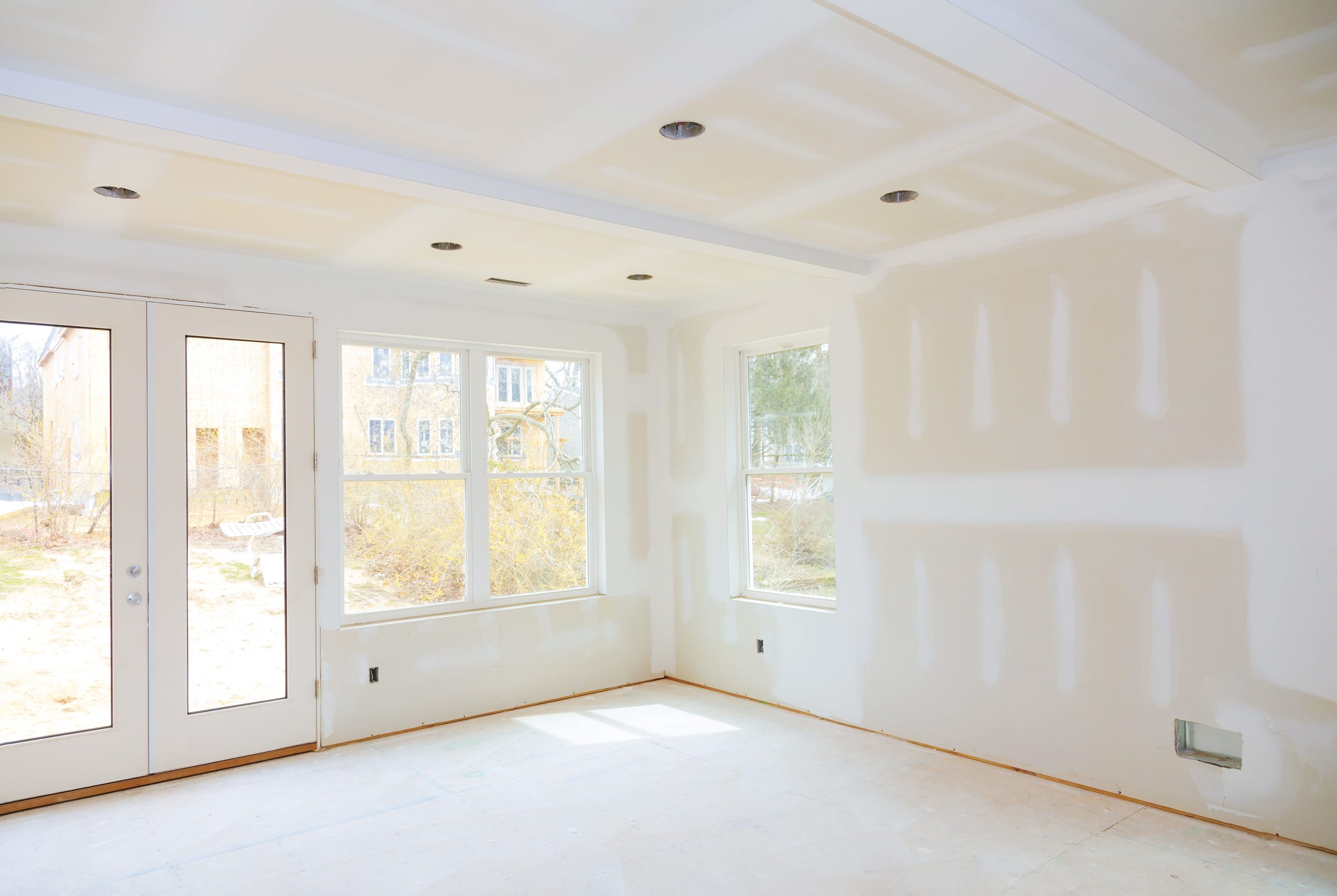 new home construction interior drywall finish